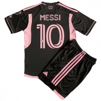 Echipament fotbal Inter Miami Lionel Messi #10 Tricou Deplasare 2023-24 pentru copii maneca scurta (+ Pantaloni scurti)